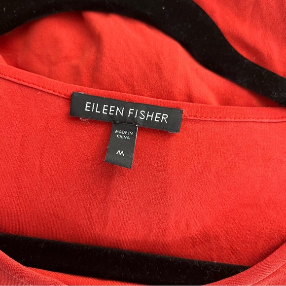 Eileen Fisher 100% Silk Long Sleeve Blouse Top T-Shirt Orange Red M - Picture 4 of 6
